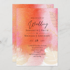 LeahG Budget Wedding Red Orange Watercolor Blätter