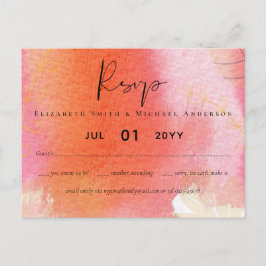 LeahG Budget Wedding Red Orange Watercolor Blätter Postkarte