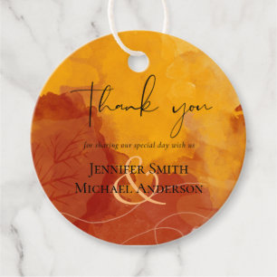 LeahG Budget Wedding Watercolor Sunset Herbstlaube Geschenkanhänger