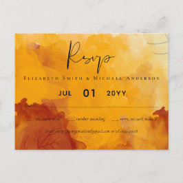 LeahG Budget Wedding Watercolor Sunset Herbstlaube Postkarte