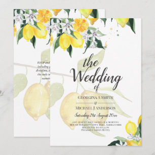 LeahG Citrus Yellow Lemons Wedding Invites