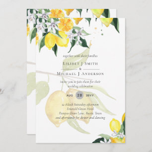 LeahG Citrus Yellow Lemons Wedding Invites Einladung