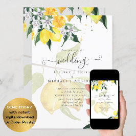 LeahG Citrus Yellow Lemons Wedding Invites Einladung