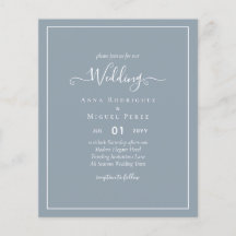 LeahG Dusty Blue Monochrome Wedding Einladung