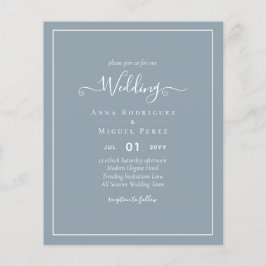 LeahG Dusty Blue Monochrome Wedding Einladung Flyer