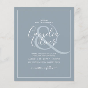 LeahG Dusty Blue Monochrome Wedding Einladung Flyer