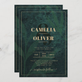 LeahG Emerald Forest Green Gold Wedding Einladung