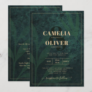 LeahG Emerald Forest Green Gold Wedding Einladung