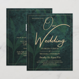 LeahG Emerald Forest Green Gold Wedding Einladung