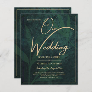 LeahG Emerald Forest Green Gold Wedding Einladung