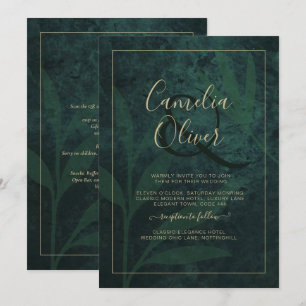 LeahG Emerald Forest Green Gold Wedding Einladung