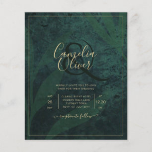 LeahG Emerald Forest Green Gold Wedding Einladung Flyer