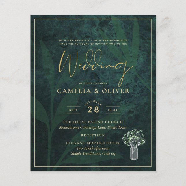 LeahG Emerald Forest Green Wedding INVITE (Vorderseite)