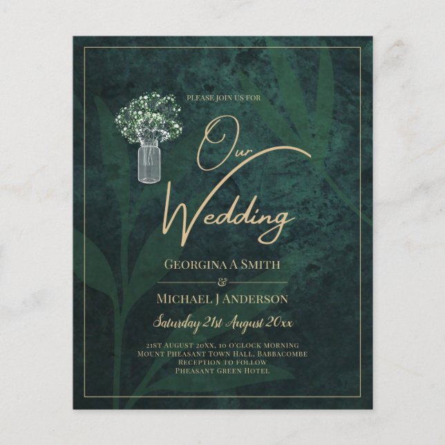 LeahG Emerald Forest Green Wedding INVITE Flyer (Vorne)