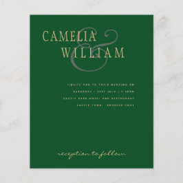 LeahG Emerald Green Gold Modern Wedding Einladung