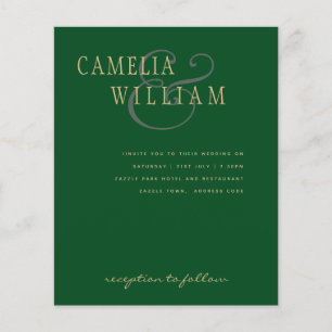 LeahG Emerald Green Gold Modern Wedding Einladung Flyer