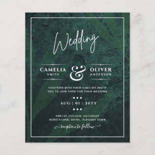 LeahG Emerald Green White Blätter Wedding Einladun Flyer