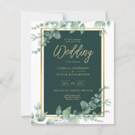 LeahG Eucalyptus Greenery Gold WEDDING QR CODE