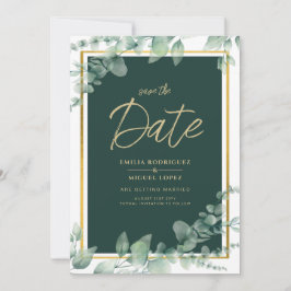 LeahG Eucalyptus Greenery Gold WEDDING QR CODE Einladung