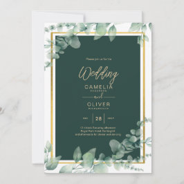 LeahG Eucalyptus Greenery Gold WEDDING QR CODE Einladung