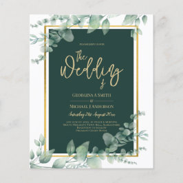 LeahG Eucalyptus Greenery Gold WEDDING QR CODE Flyer