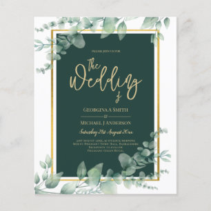 LeahG Eucalyptus Greenery Gold WEDDING QR CODE Flyer