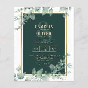 LeahG Eucalyptus Greenery Gold WEDDING QR CODE Flyer