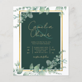 LeahG Eucalyptus Greenery Gold WEDDING QR CODE Flyer