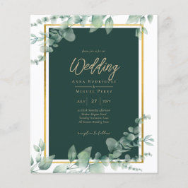 LeahG Eucalyptus Greenery Gold WEDDING QR CODE Flyer