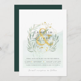 LeahG Eucalyptus Greenery Gold Wedding QR CODE INV Einladung