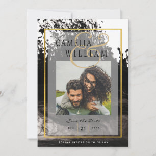LeahG FOTO Hochzeit Schwarz Gold INK Save Date Einladung