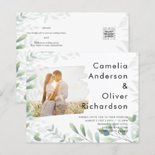 LeahG Foto-Overlay GREENERY Hochzeitseinladung