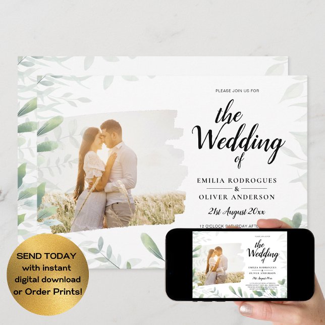 LeahG Foto Overlay GREENERY Wedding Einladung (Von Creator hochgeladen)