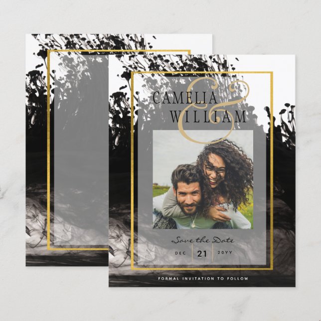 LeahG FOTO Wedding Black Gold INK Rett Date (Vorne/Hinten)