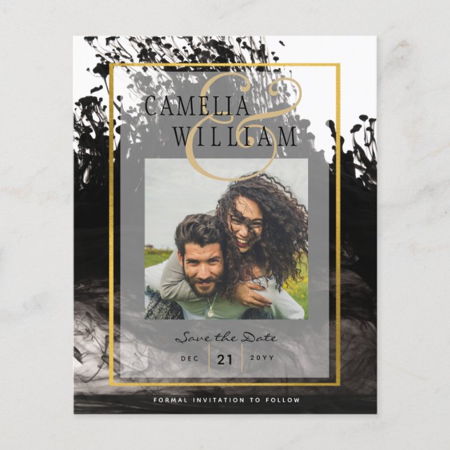 LeahG FOTO Wedding Black Gold INK Rett Date Flyer (Vorne)