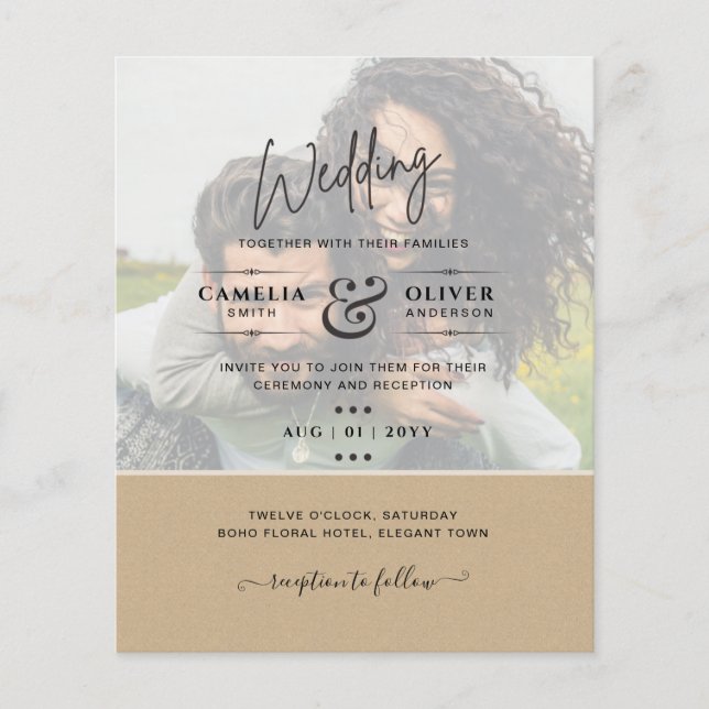 LeahG FOTO WEDING INVITATION Budget Overlay Text Flyer (Vorne)