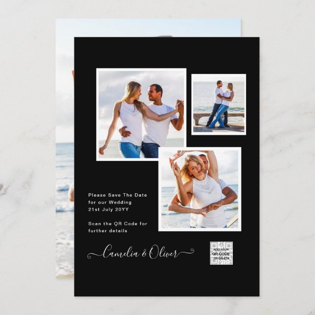 Leahg FOTO WEDING INVITE Save the Date Vielen Dank Einladung (Vorne/Hinten)