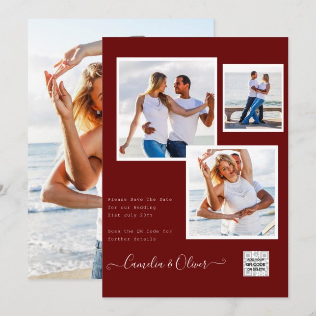 Leahg FOTO WEDING INVITE Save the Date Vielen Dank Einladung (Vorne/Hinten)