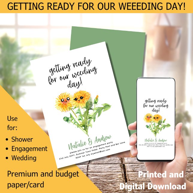 LeahG Funny Niedlich Summer Brautparty Dandelions Einladung (Von Creator hochgeladen)