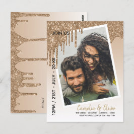 LeahG Glitzer Tropfens Foto Overlay Wedding Einlad Postkarte