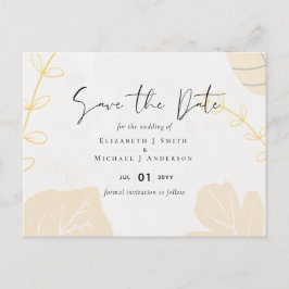 LeahG Gold Gray Abstrakt Wedding Rett Dates Postkarte
