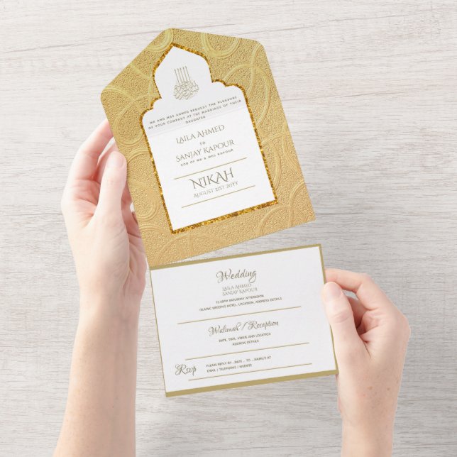 LeahG Gold Paisley - Einladung zur islamischen Hoc (Abreißen)