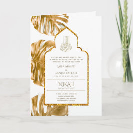 LeahG Gold White Islamic Wedding lädt ein Karte