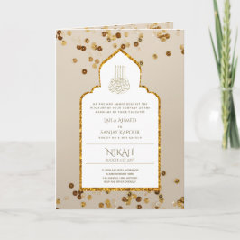 LeahG Gold White Islamic Wedding lädt ein Karte