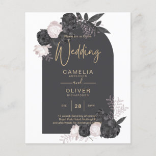 LeahG Graue Rosen Moderne Herbst-Winter-Hochzeit Flyer