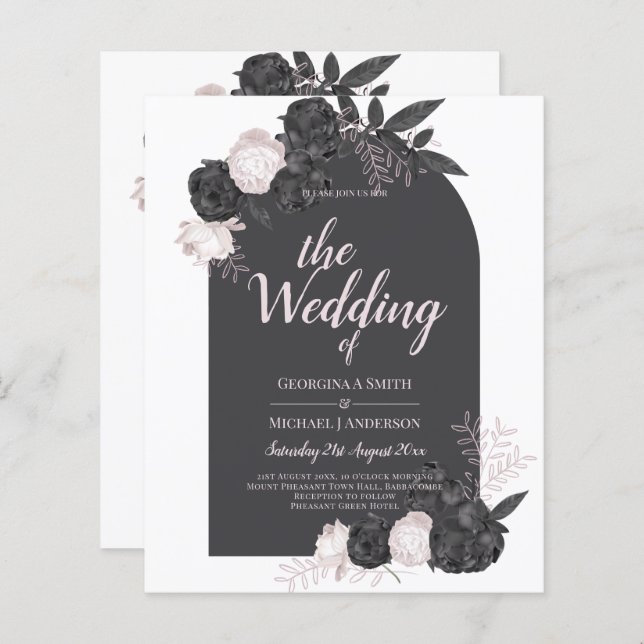 LeahG Gray Pink Roses Modern Herbst Winter Wedding (Vorne/Hinten)