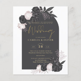 LeahG Gray Pink Roses Modern Herbst Winter Wedding Flyer