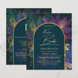 LeahG Green Lila Gold JEWEL TONES Wedding INVITE