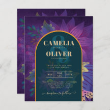 LeahG Green Lila Gold JEWEL TONES Wedding INVITE