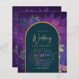 LeahG Green Lila Gold JEWEL TONES Wedding INVITE